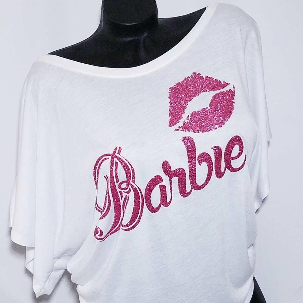 Barbie White Flowy Slouchy Tee.
